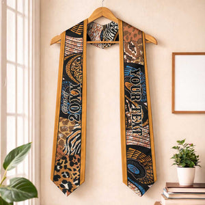 Custom African Ankara Motifs Mixed Animal Skins Graduation Stole