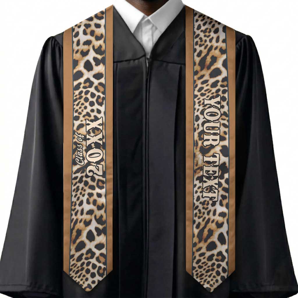 Custom African Leopard Mix Native Tribal Pattern Graduation Stole