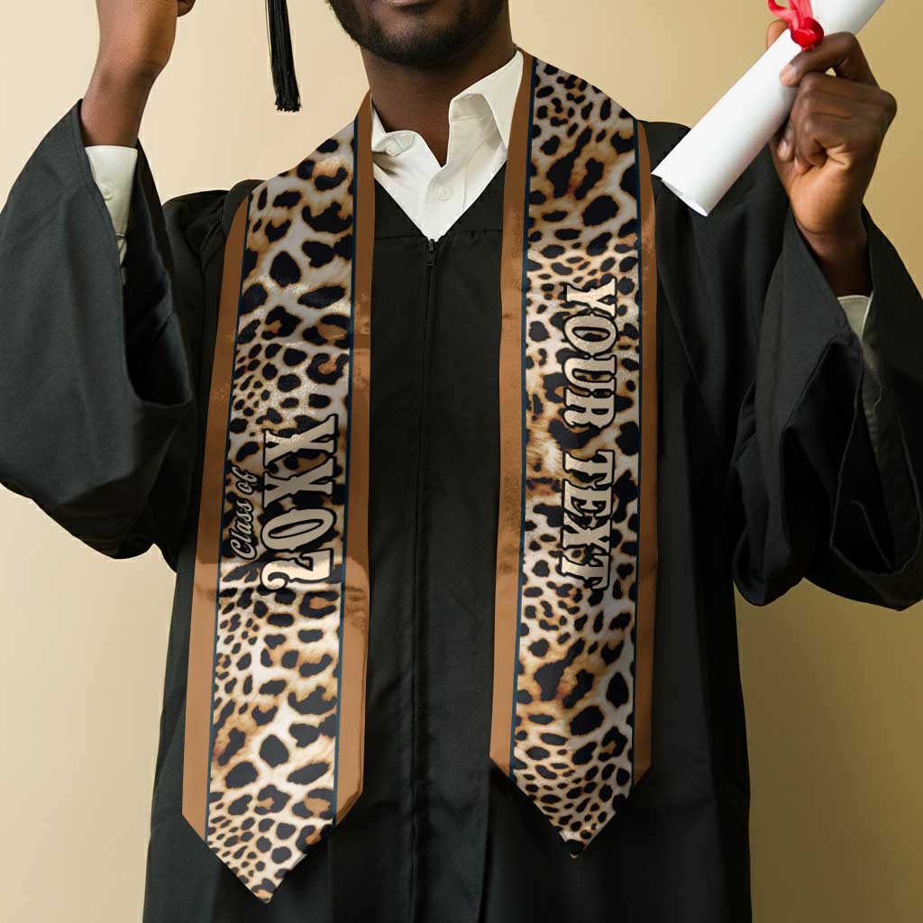 Custom African Leopard Mix Native Tribal Pattern Graduation Stole