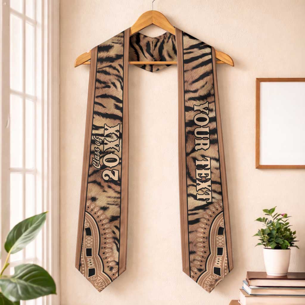 Custom African Tiger Mix Dashiki Tribal Pattern Graduation Stole