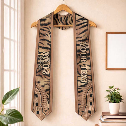 Custom African Tiger Mix Dashiki Tribal Pattern Graduation Stole