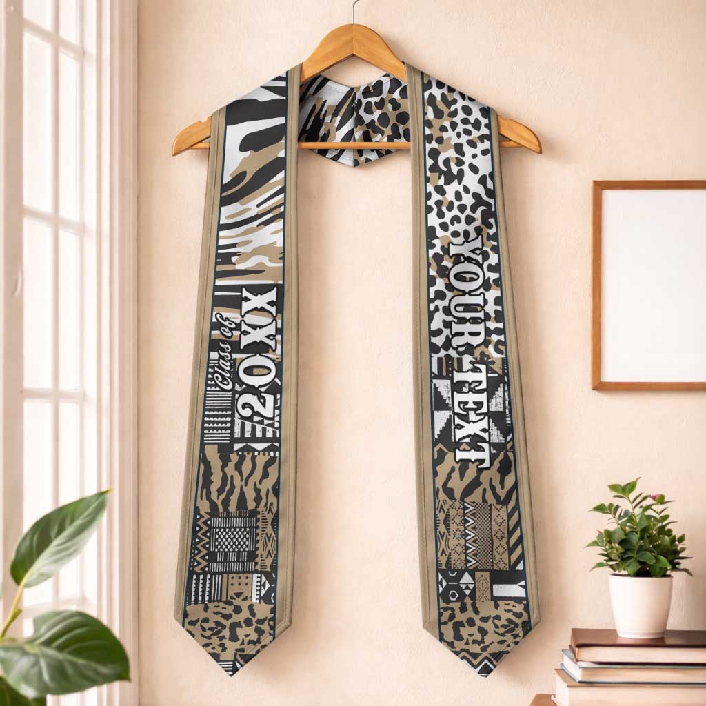 Custom African Tribal Pattern Mixed Leopard Skin Graduation Stole