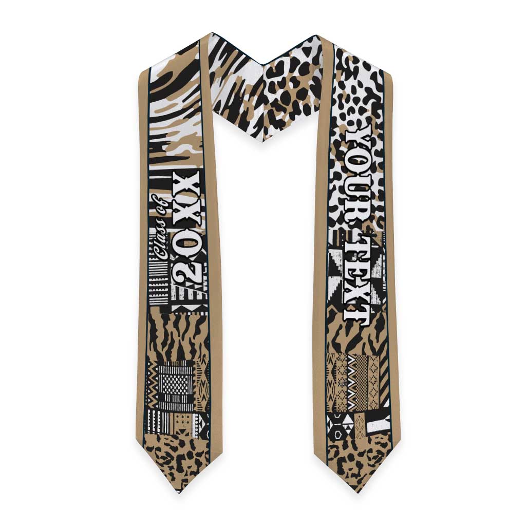 Custom African Tribal Pattern Mixed Leopard Skin Graduation Stole