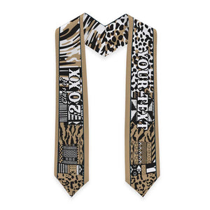 Custom African Tribal Pattern Mixed Leopard Skin Graduation Stole
