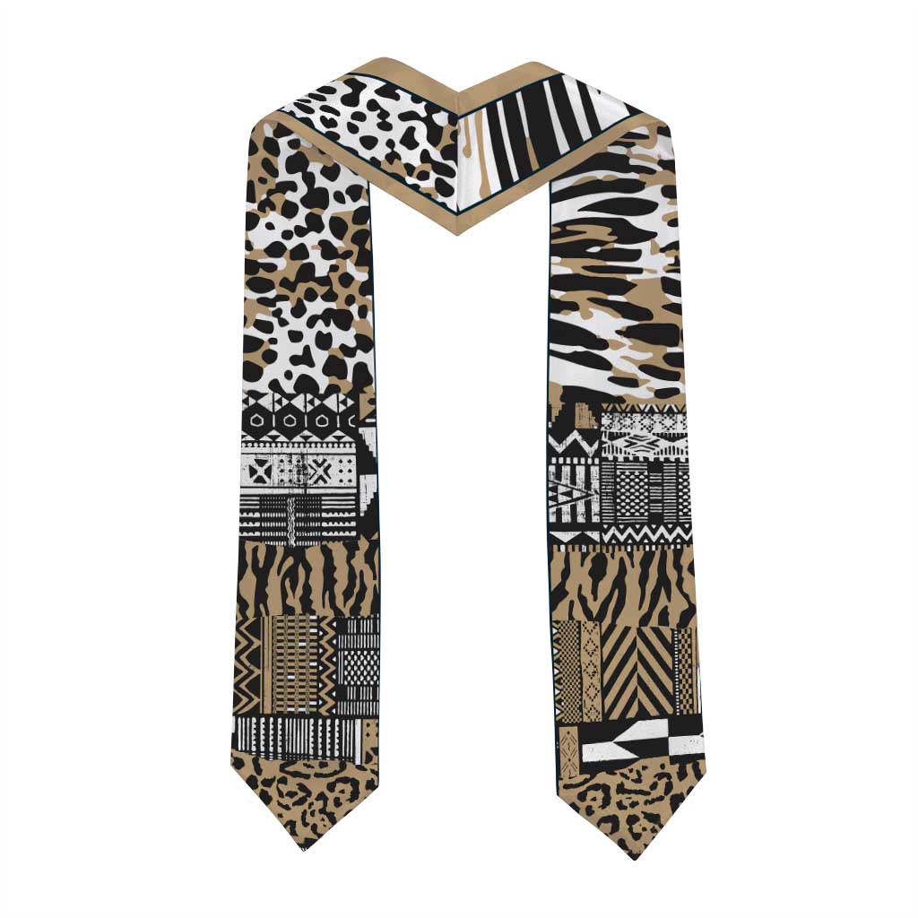 Custom African Tribal Pattern Mixed Leopard Skin Graduation Stole