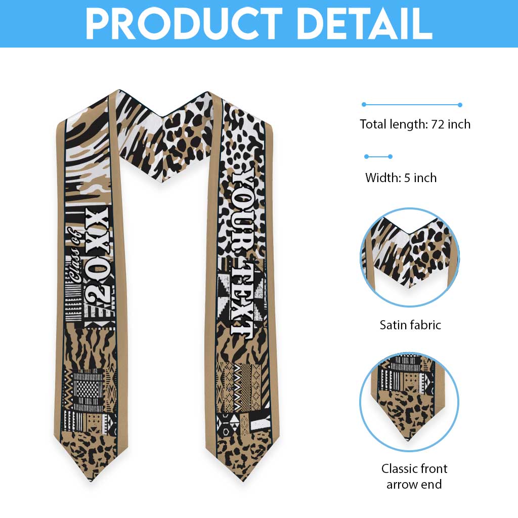 Custom African Tribal Pattern Mixed Leopard Skin Graduation Stole