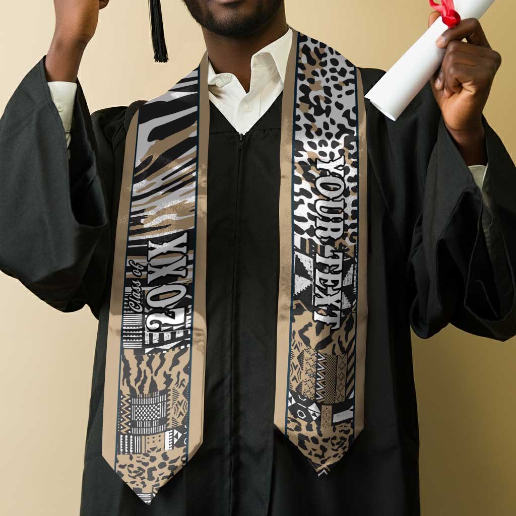 Custom African Tribal Pattern Mixed Leopard Skin Graduation Stole