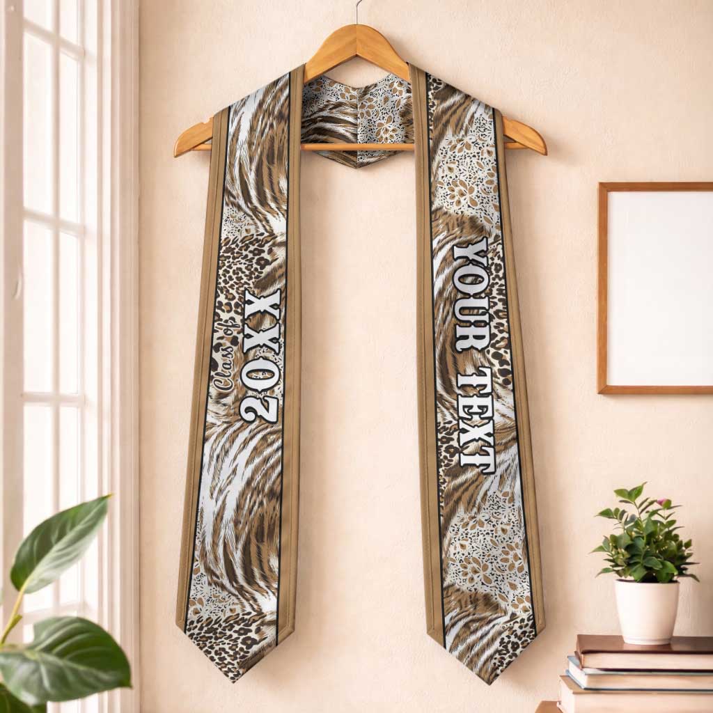 Custom African Wild Animal Skins Graduation Stole Leopard Pattern