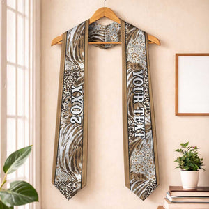 Custom African Wild Animal Skins Graduation Stole Leopard Pattern