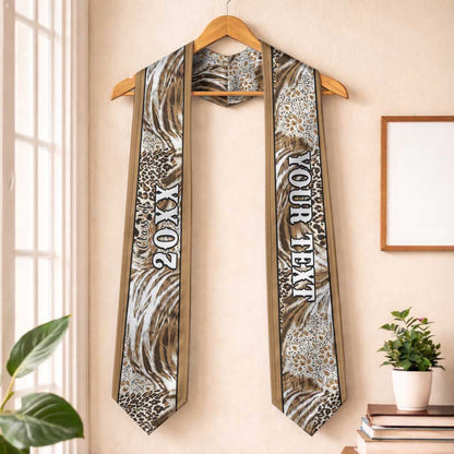 Custom African Wild Animal Skins Graduation Stole Leopard Pattern