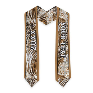 Custom African Wild Animal Skins Graduation Stole Leopard Pattern