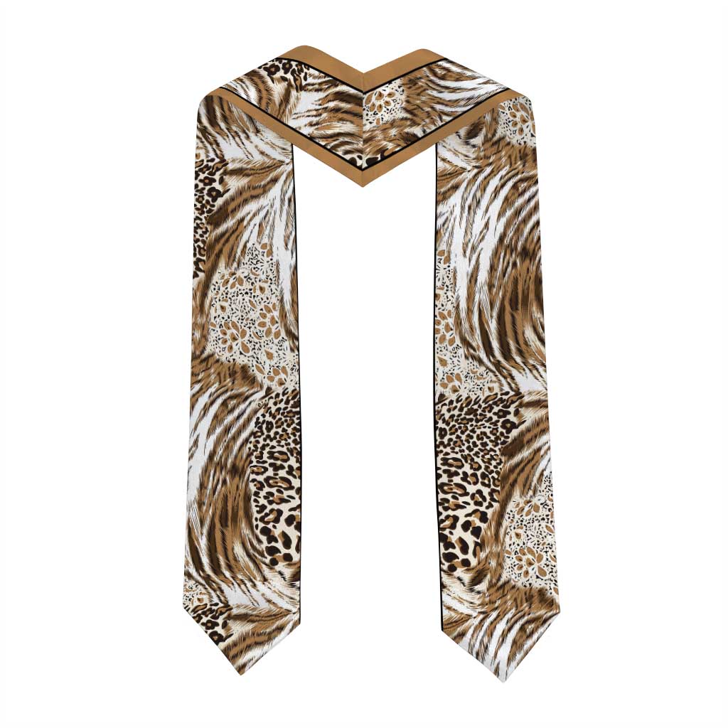 Custom African Wild Animal Skins Graduation Stole Leopard Pattern