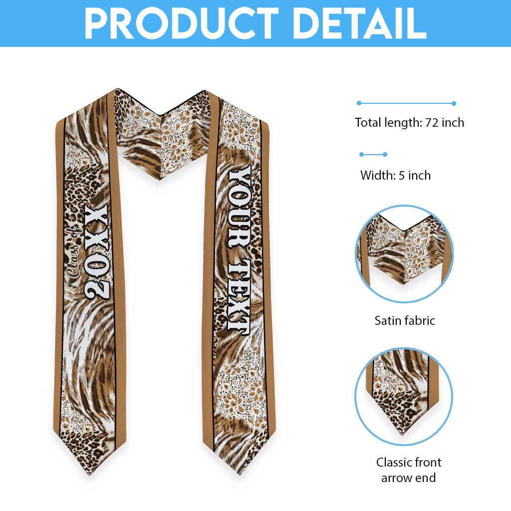 Custom African Wild Animal Skins Graduation Stole Leopard Pattern