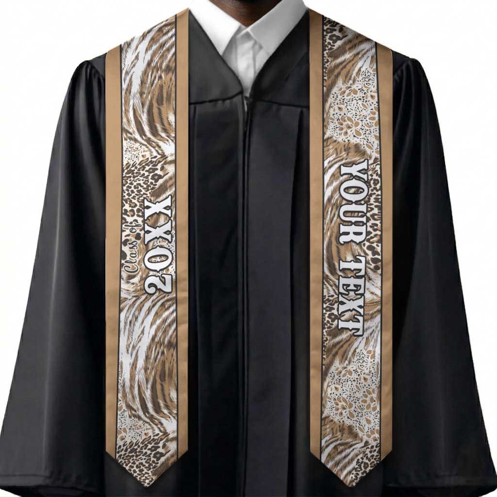 Custom African Wild Animal Skins Graduation Stole Leopard Pattern