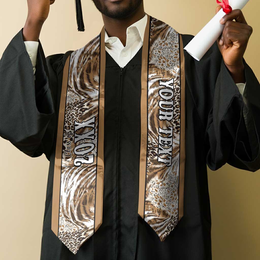 Custom African Wild Animal Skins Graduation Stole Leopard Pattern