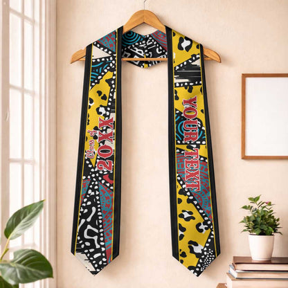 Custom African Wild Animal Skins Graduation Stole Triangles Pattern Afro Pattern Style