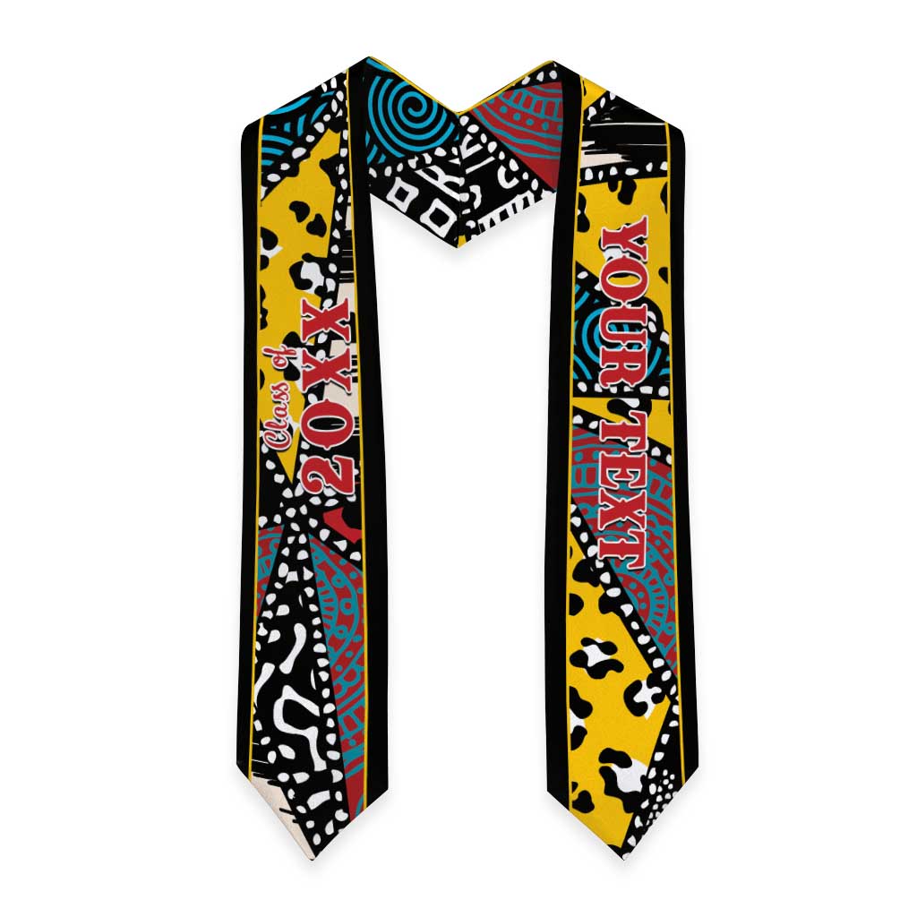 Custom African Wild Animal Skins Graduation Stole Triangles Pattern Afro Pattern Style