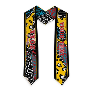 Custom African Wild Animal Skins Graduation Stole Triangles Pattern Afro Pattern Style