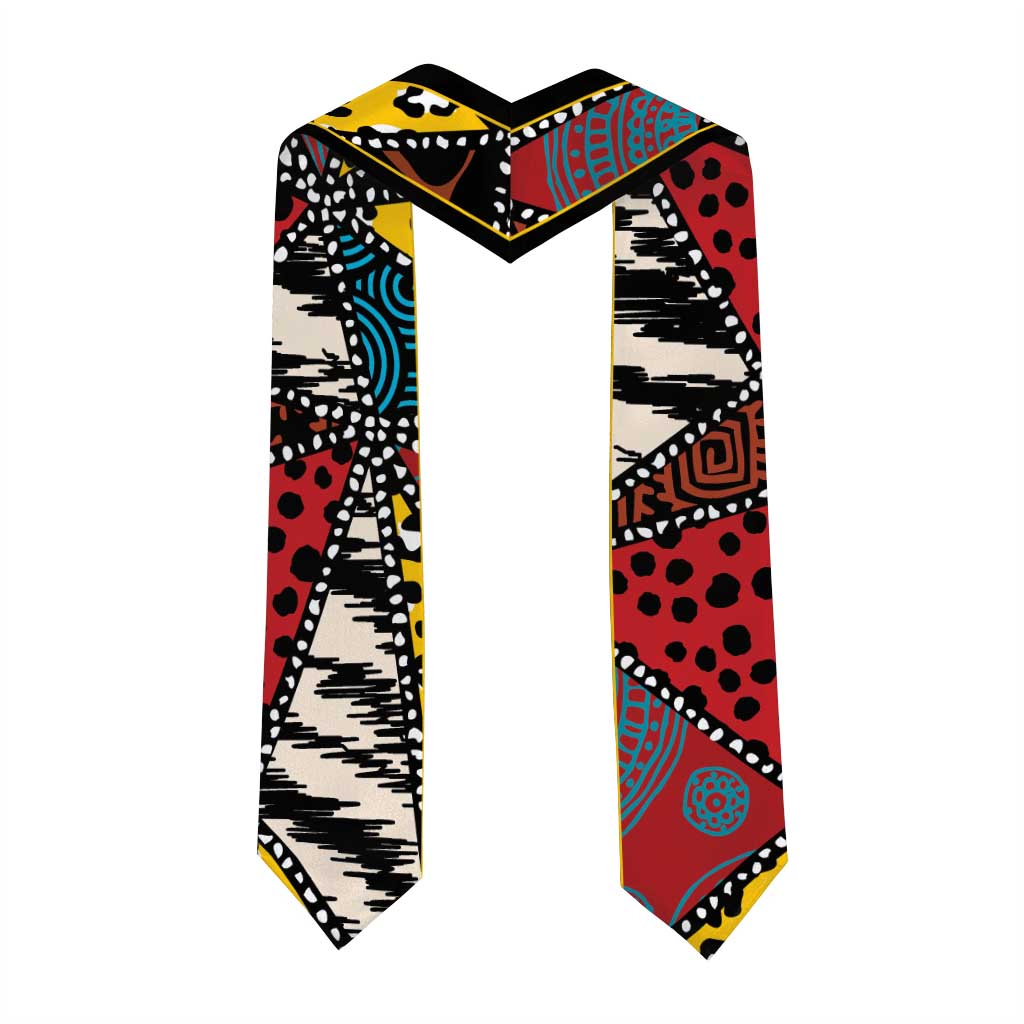 Custom African Wild Animal Skins Graduation Stole Triangles Pattern Afro Pattern Style