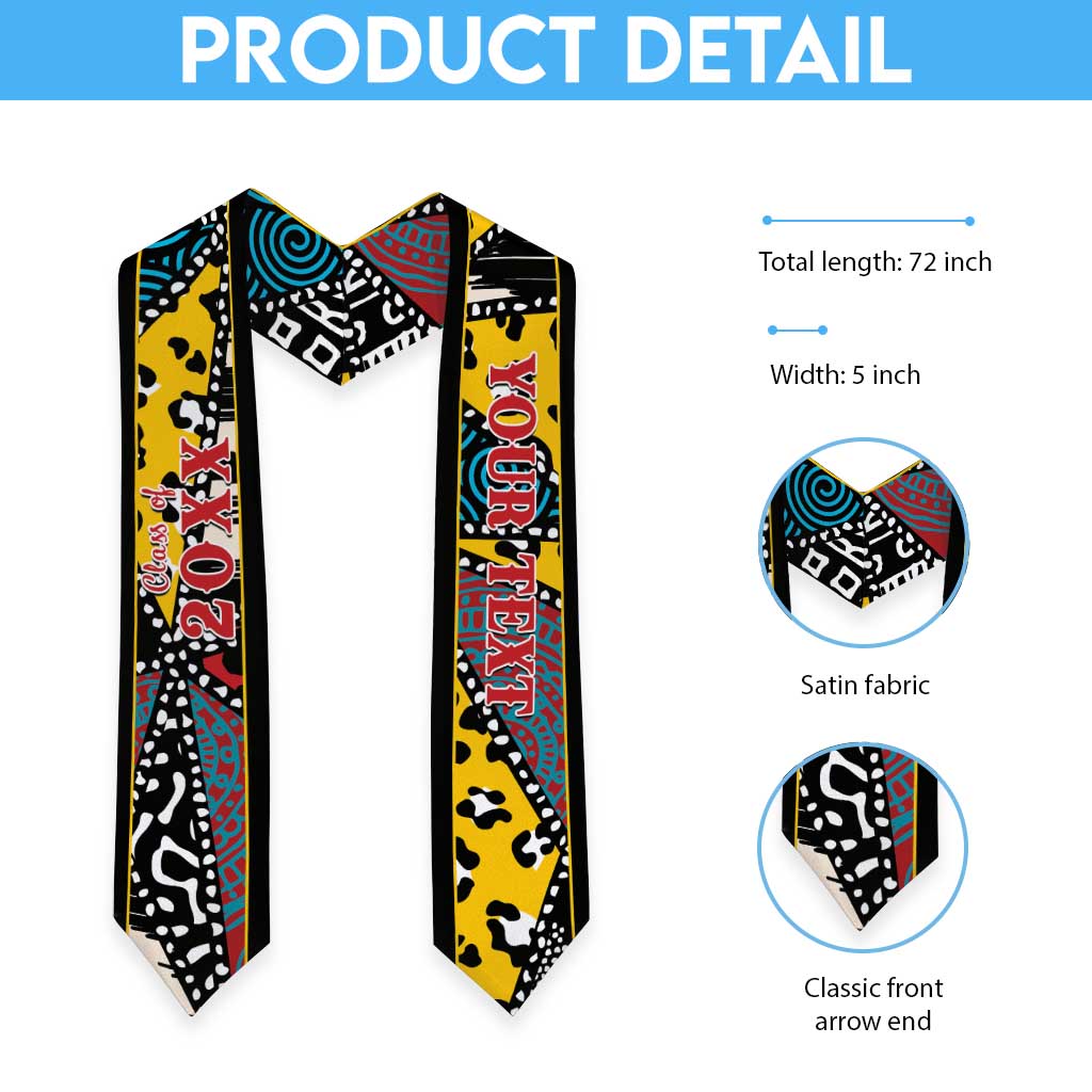 Custom African Wild Animal Skins Graduation Stole Triangles Pattern Afro Pattern Style