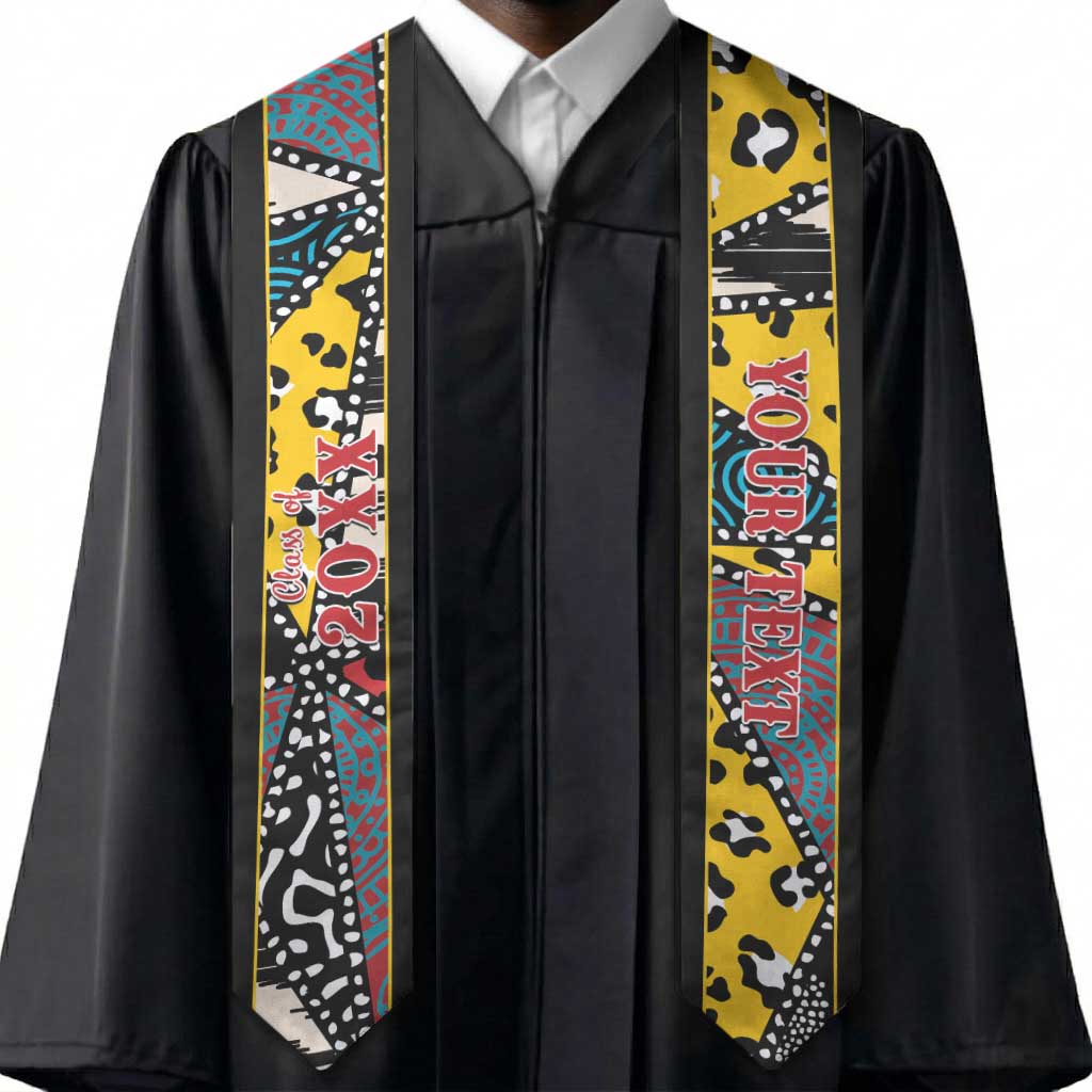 Custom African Wild Animal Skins Graduation Stole Triangles Pattern Afro Pattern Style