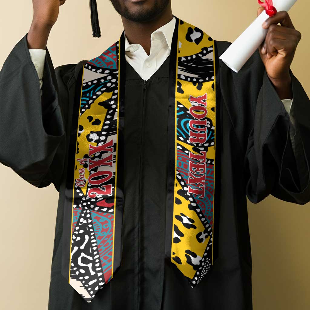 Custom African Wild Animal Skins Graduation Stole Triangles Pattern Afro Pattern Style