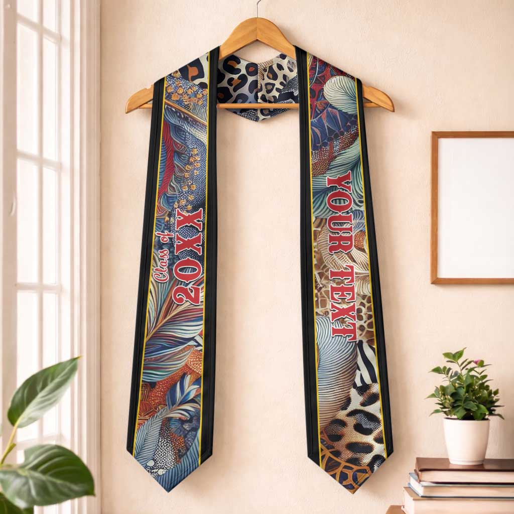 Custom African Wild Animal Skins Graduation Stole Unique Leopard Zebra And Snake Patterns