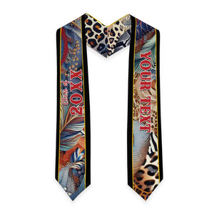 Custom African Wild Animal Skins Graduation Stole Unique Leopard Zebra And Snake Patterns