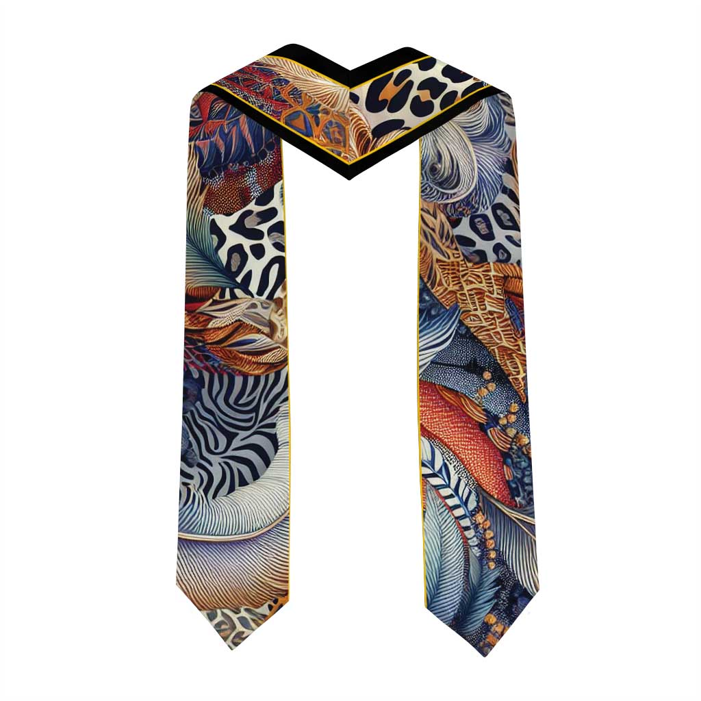 Custom African Wild Animal Skins Graduation Stole Unique Leopard Zebra And Snake Patterns