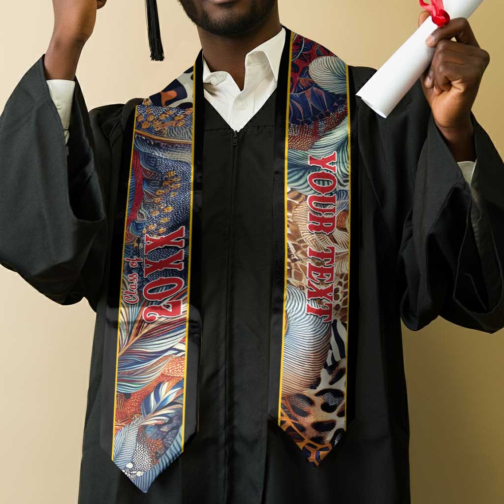 Custom African Wild Animal Skins Graduation Stole Unique Leopard Zebra And Snake Patterns