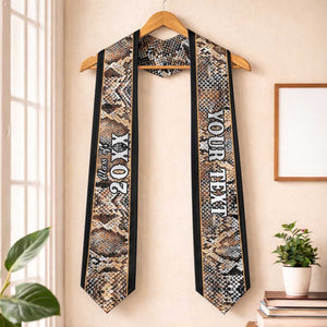 Custom African Wild Animal Skins Graduation Stole Vintage Snake Skin Pattern