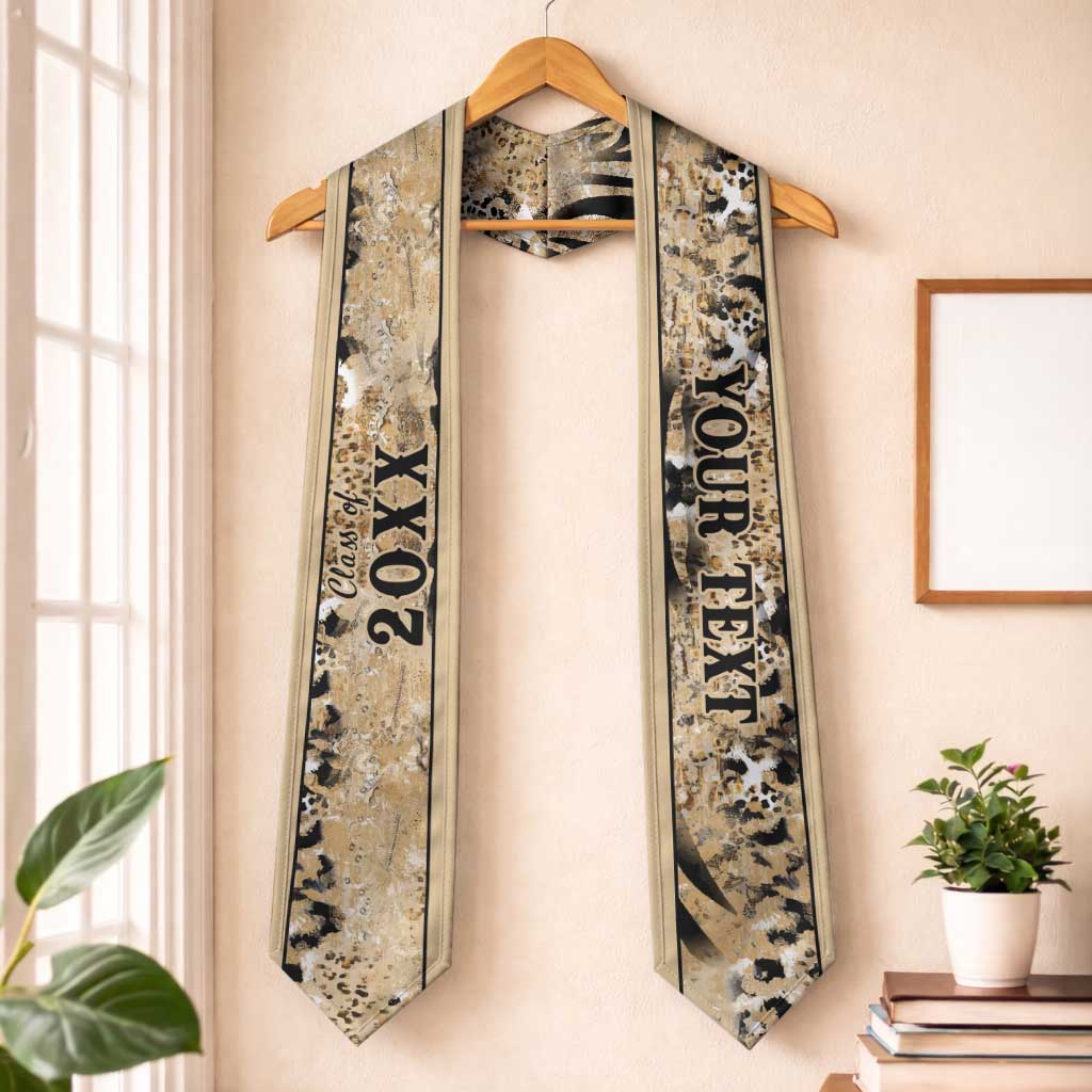 Custom African Wild Animal Skins Graduation Stole Zebra Tiger Leopard Mix Skin