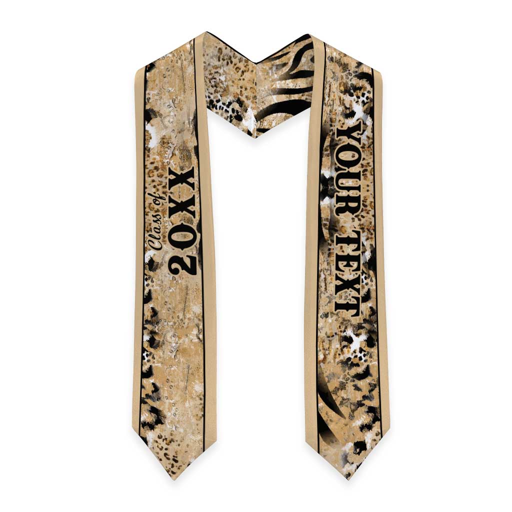 Custom African Wild Animal Skins Graduation Stole Zebra Tiger Leopard Mix Skin
