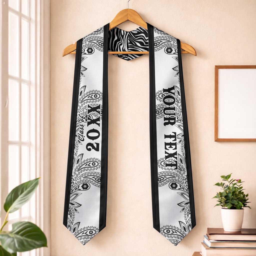Custom African Zebra Mix Paisley Tribal Pattern Graduation Stole