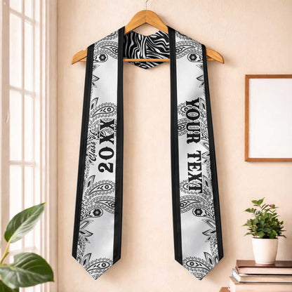 Custom African Zebra Mix Paisley Tribal Pattern Graduation Stole