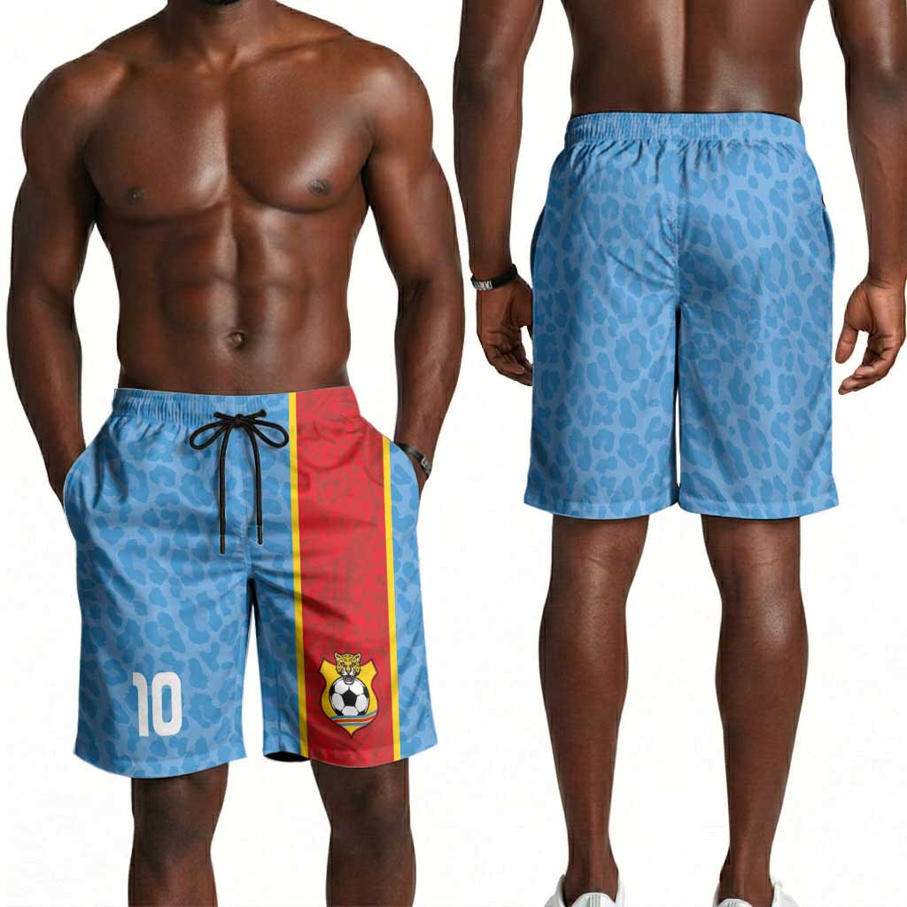 Custom DR Congo National Football Shorts for Men Leopards Go Glory - African Pride