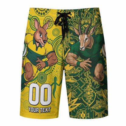 Custom South Africa vs Australia Board Shorts Springboks Wallabies Two Nations One Battle