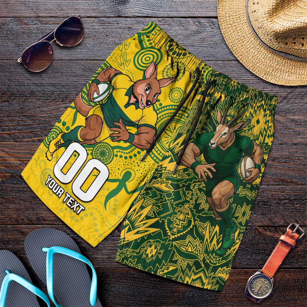 Custom South Africa vs Australia Shorts for Men Springboks Wallabies Two Nations One Battle
