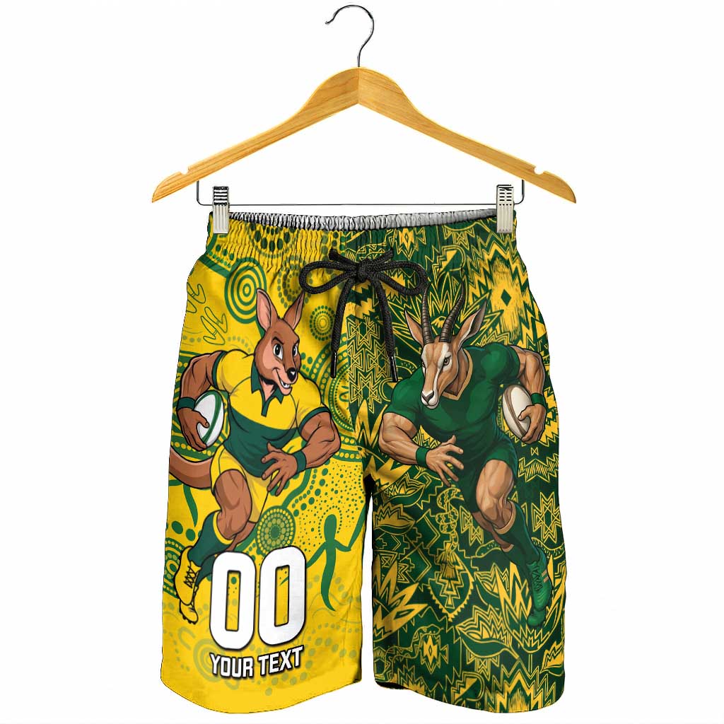 Custom South Africa vs Australia Shorts for Men Springboks Wallabies Two Nations One Battle