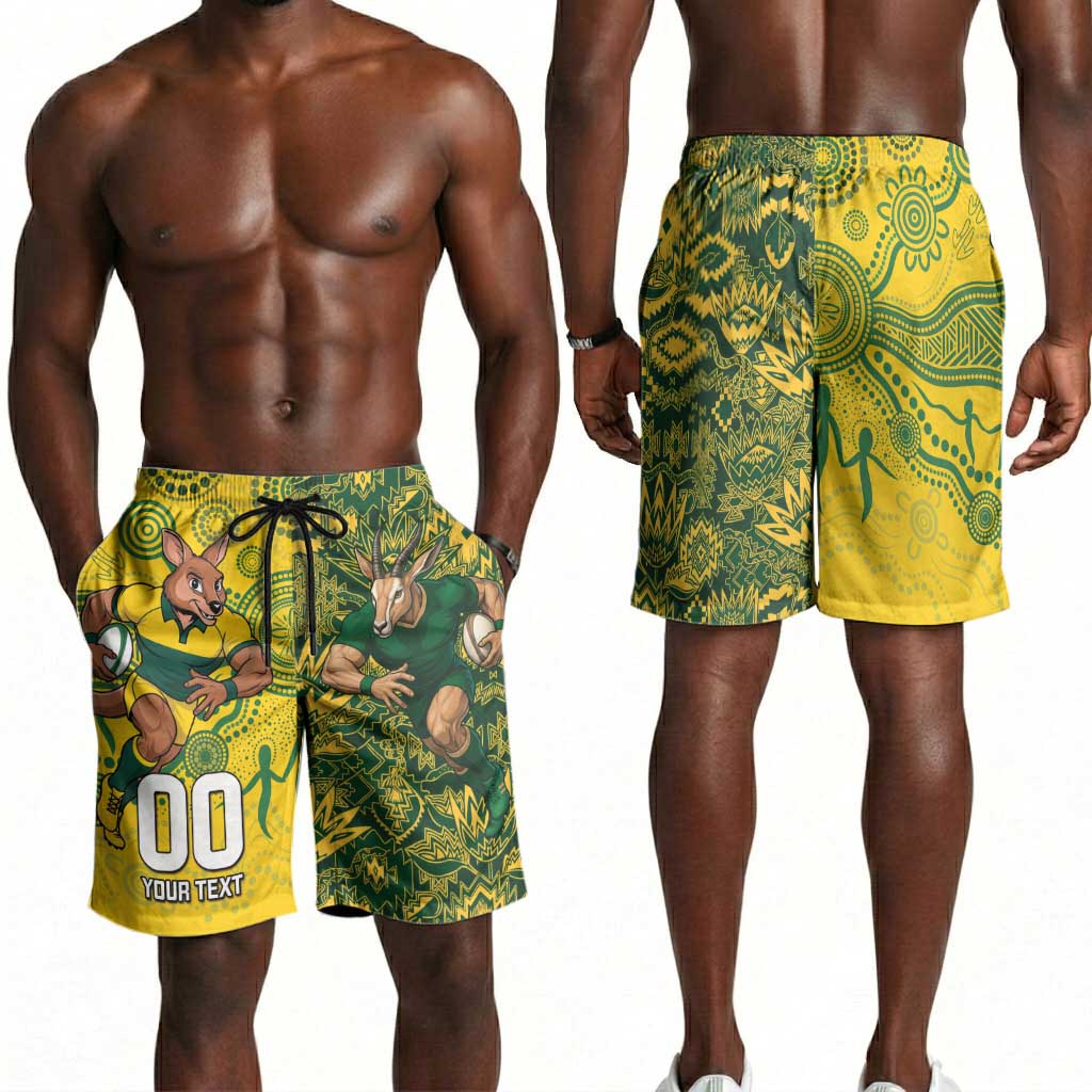 Custom South Africa vs Australia Shorts for Men Springboks Wallabies Two Nations One Battle