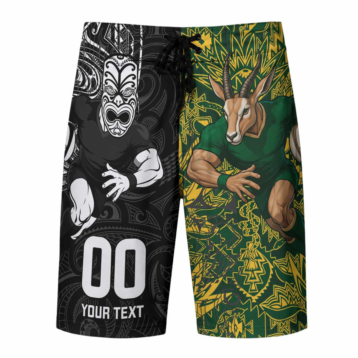 Custom South Africa vs New Zealand Board Shorts Rugby se Grootste Wedywering Two Nations One Battle
