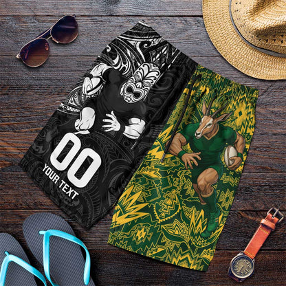 Custom South Africa vs New Zealand Shorts for Men Rugby se Grootste Wedywering Two Nations One Battle
