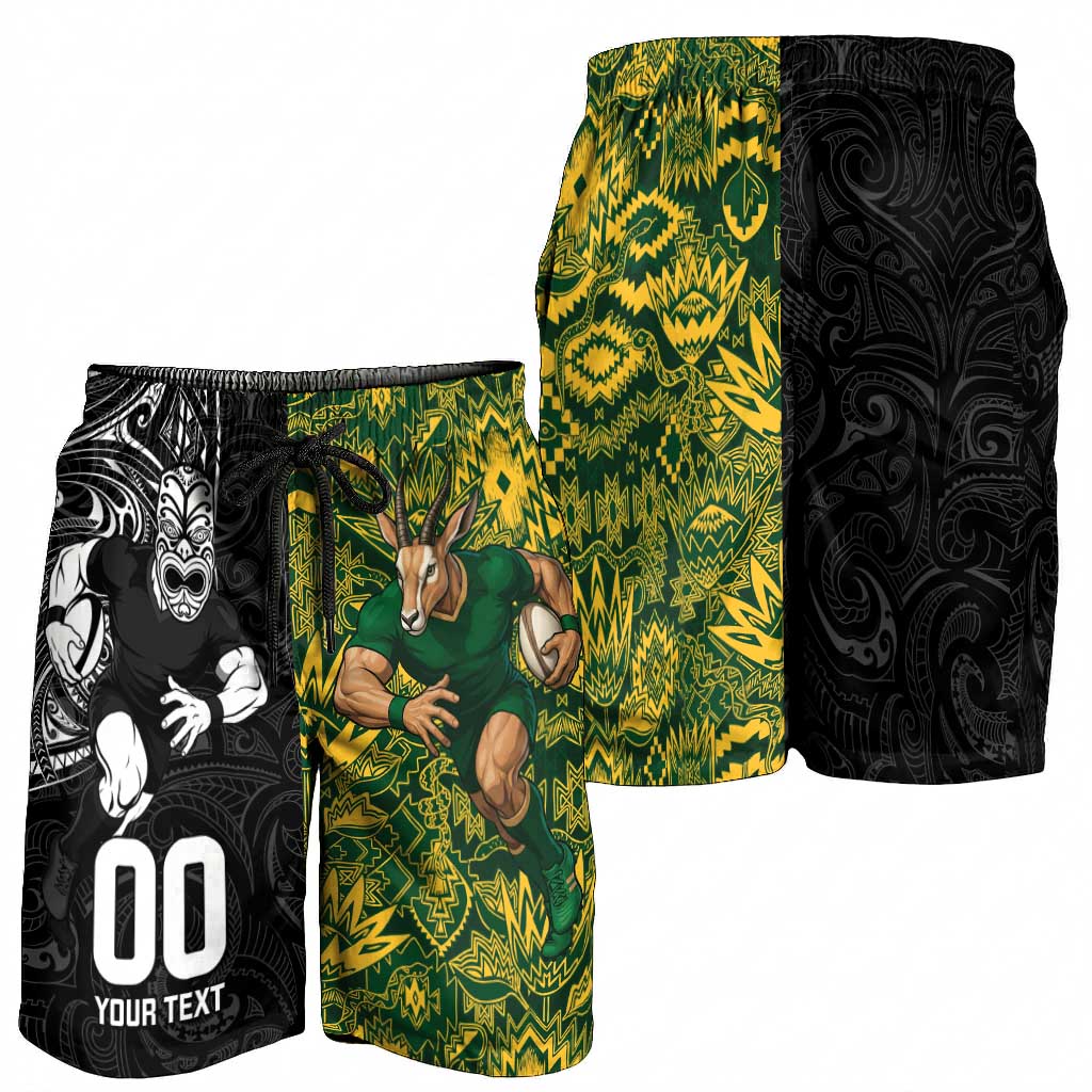 Custom South Africa vs New Zealand Shorts for Men Rugby se Grootste Wedywering Two Nations One Battle