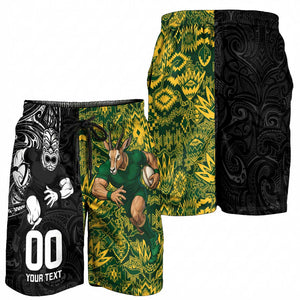 Custom South Africa vs New Zealand Shorts for Men Rugby se Grootste Wedywering Two Nations One Battle