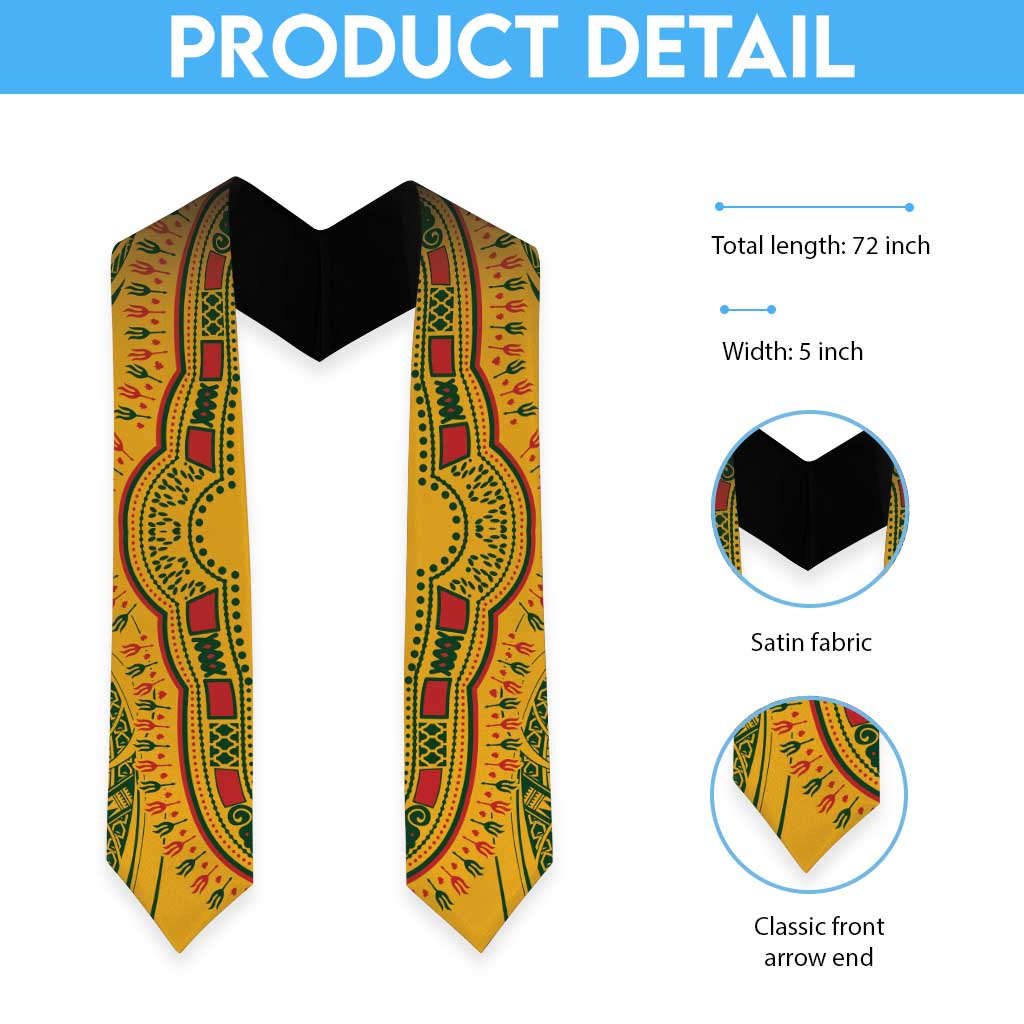 Dashiki and Polynesian Pattern Graduation Stole Afro Pacific Culture Gold Version