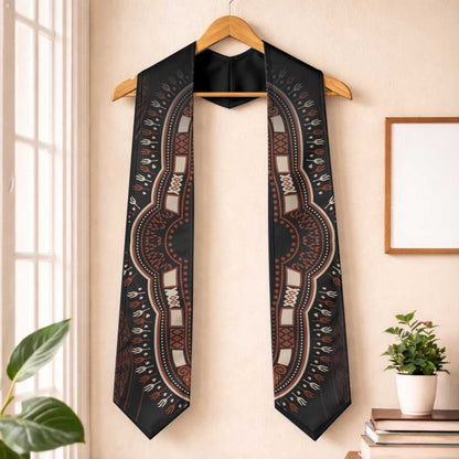 Dashiki and Polynesian Pattern Graduation Stole Afro Pacific Culture Red Version