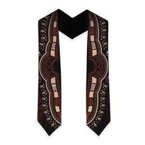 Dashiki and Polynesian Pattern Graduation Stole Afro Pacific Culture Red Version