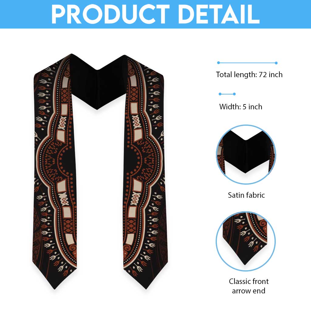 Dashiki and Polynesian Pattern Graduation Stole Afro Pacific Culture Red Version
