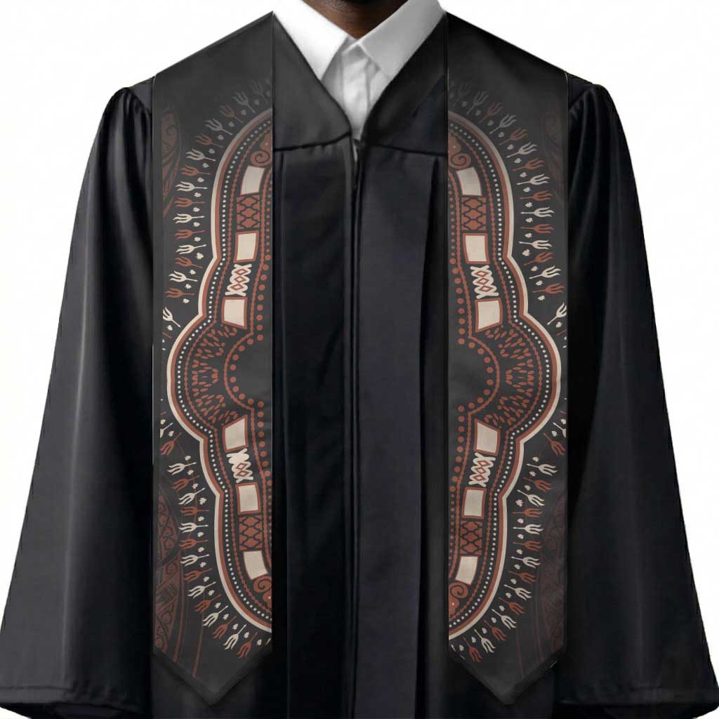 Dashiki and Polynesian Pattern Graduation Stole Afro Pacific Culture Red Version