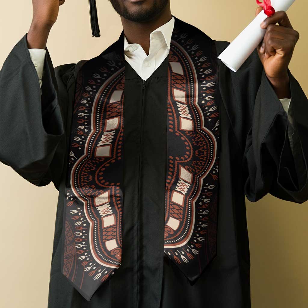 Dashiki and Polynesian Pattern Graduation Stole Afro Pacific Culture Red Version